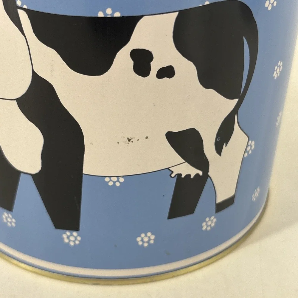 VTG Farm Nesting Tin Canisters set of 3 Cow Sheep Pig Grandma Cottage Core Blue